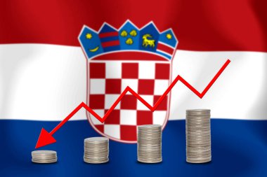 Konsept grafik Ekonomik düşüş Finans ve bayrak arkaplan muhasebe