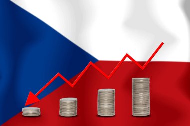 Konsept grafik Ekonomik düşüş Finans ve bayrak arkaplan muhasebe