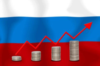 konsept grafik Ekonomik iyileştirme Finans ve bayrak arka planda muhasebe