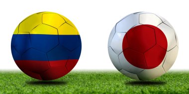 Ulusal Kolombiya ile Japonya arasındaki futbol kupası yarışması.