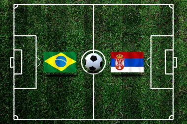 Ulusal Brezilya ile Sırbistan arasındaki futbol kupası yarışması.