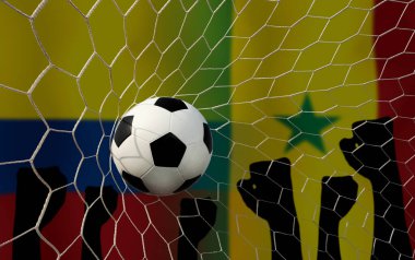 Ulusal Kolombiya ve Ulusal Senegal arasında futbol kupası yarışması.