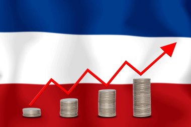 konsept grafik Ekonomik iyileştirme Finans ve bayrak arka planda muhasebe