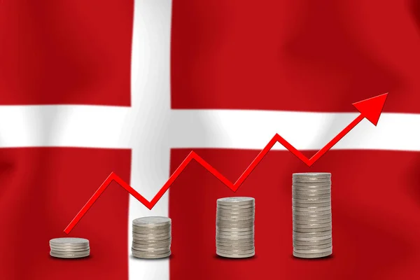 Koncepció Grafikon Gazdasági Javulás Pénzügy Számvitel Zászlóval Háttér — Stock Fotó