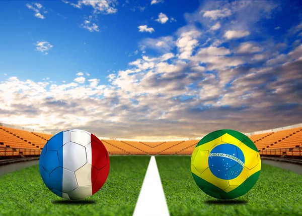 Змагання Футболу Між Збірними Франції Бразилії — стокове фото