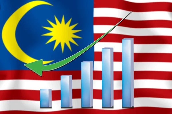 Koncept Graf Ekonomický Pád Finance Účetnictví Pozadí Vlajky — Stock fotografie