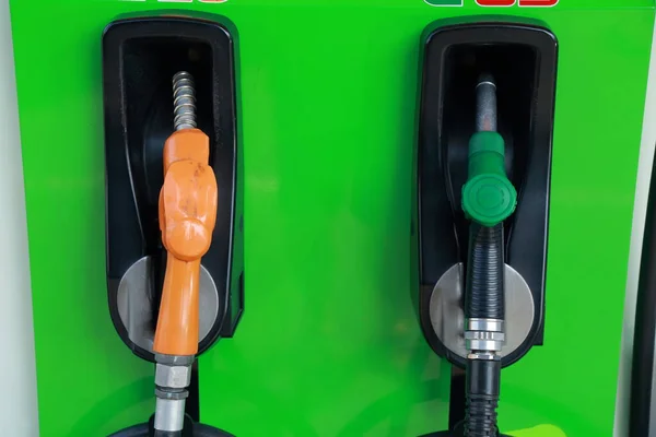 Colorful Petrol Pump Filling Nozzles — Stock Photo, Image