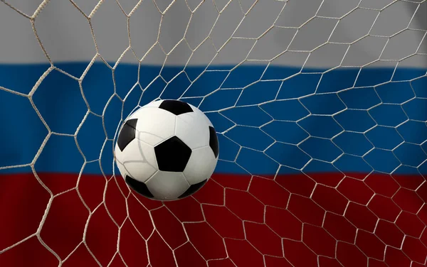 Ρωσική Σημαία Και Μπάλα Ποδοσφαίρου Concept Αθλητισμού — Φωτογραφία Αρχείου