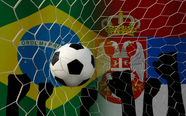 Copa Fútbol Competencia Entre Brasil Nacional Serbia Nacional — Foto de Stock