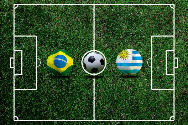 Змагання Футболу Між Збірними Бразилії Уругваю — стокове фото