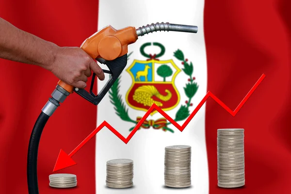 concept  World oil price Chart on  flag background