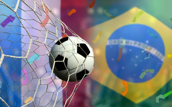 Fußballpokalwettbewerb Zwischen Frankreich Und Brasilien — Stockfoto