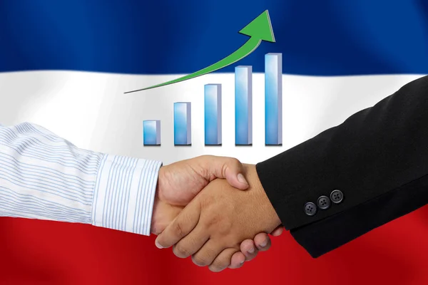 Handdruk Contract Samen Met Vlag Van Joegoslavië Als Achtergrond — Stockfoto
