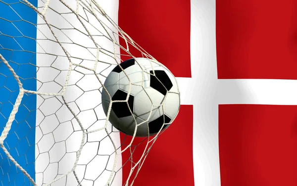 Fotboll Cup Tävling Mellan Den Nationella Frankrike Och Nationella Danmark — Stockfoto