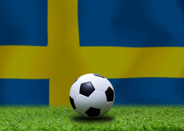 Sverige Flagga Och Fotboll Ball Concept Sport — Stockfoto