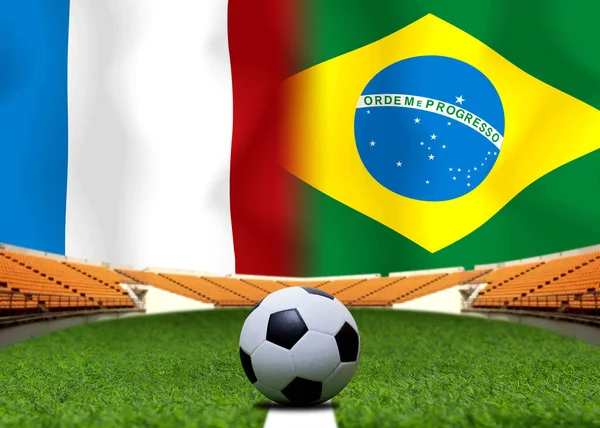 Змагання Футболу Між Збірними Франції Бразилії — стокове фото