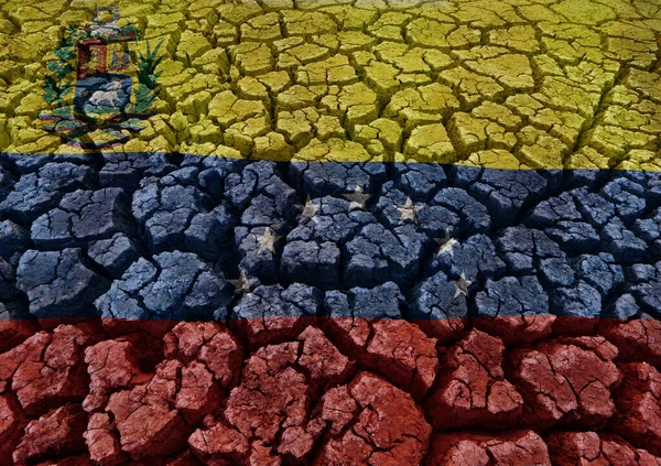 Vlag Van Venezuela Gebarsten Aarde Achtergrond — Stockfoto