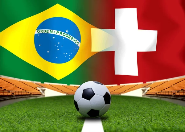Змагання Футболу Між Збірними Бразилії Швейцарії — стокове фото