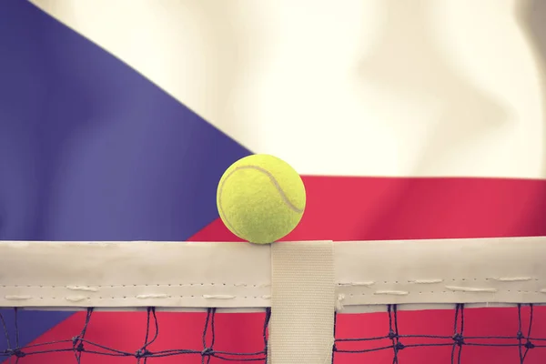 Tennis Boll Nätet Flagga Bakgrund — Stockfoto