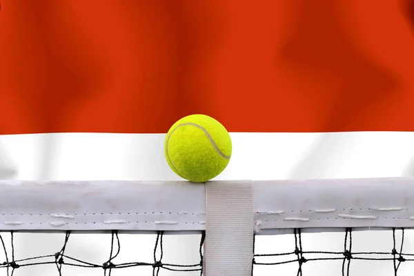 Tennis Boll Nätet Flagga Bakgrund — Stockfoto