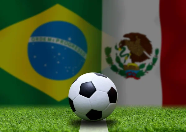 巴西和墨西哥国家杯足球赛 — 图库照片
