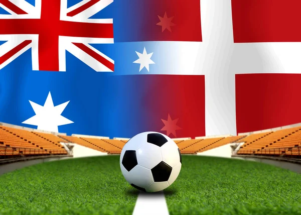 Змагання Футболу Між Збірними Австралії Данії — стокове фото