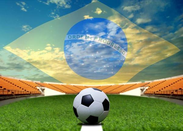 Drapelul Braziliei Mingea Fotbal Concept Sport — Fotografie, imagine de stoc