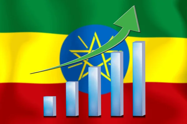 Grafico Concettuale Miglioramento Economico Finanza Contabilità Sullo Sfondo Della Bandiera — Foto Stock