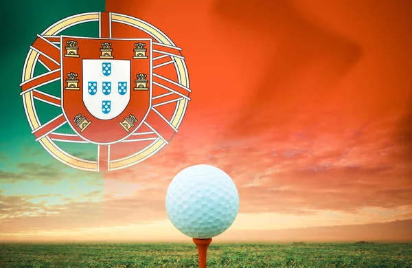 Golf Boll Portugisisk Flagga — Stockfoto