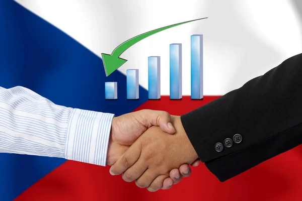 Handshake Contract Together Flag Czech Background — Stock Photo, Image