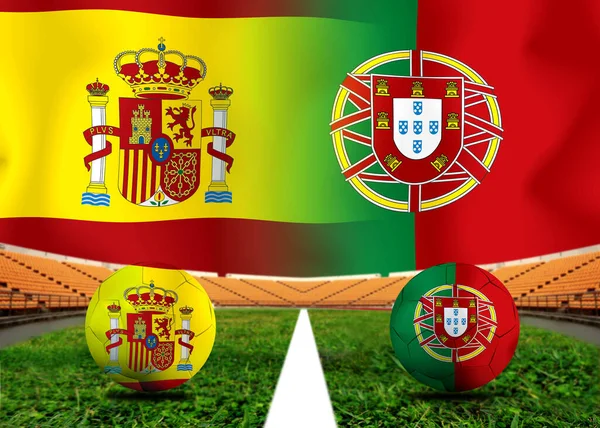 Fotboll Cup Tävling Mellan Den Nationella Spännvidden Och Nationella Portugisiska — Stockfoto