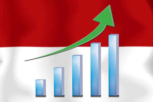 concept  graph The economic betterment Finance and accounting on  flag background