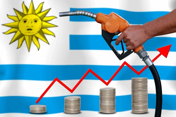 Concepto Precios Mundiales Del Petróleo Gráfico Sobre Fondo Bandera —  Fotos de Stock