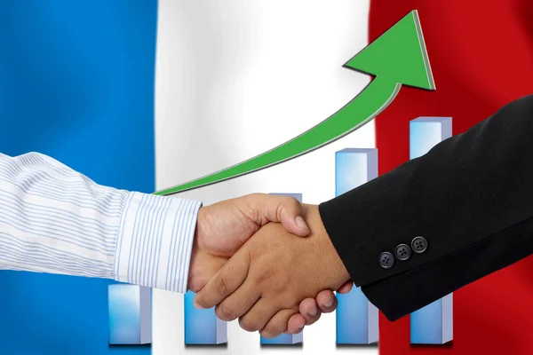 Handschlag Oder Vertrag Zusammen Mit Der Fahne Von Frankreich Als — Stockfoto