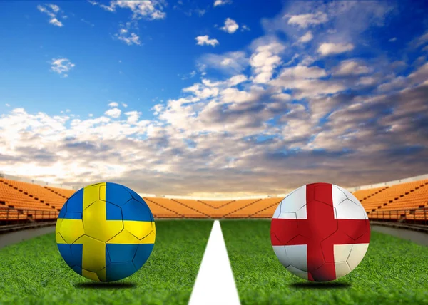Змагання Футболу Між Збірною Швеції Англійською — стокове фото