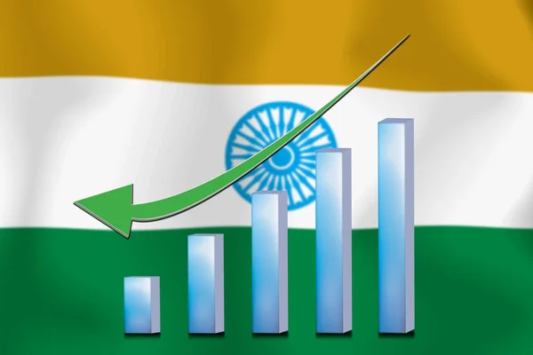 concept  graph The economic downhill Finance and accounting on  flag background