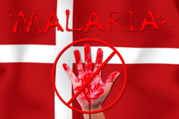 Concepto Mano Abierta Detener Epidemia Malaria Fondo Bandera —  Fotos de Stock