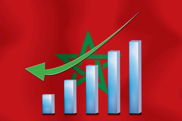 concept  graph The economic downhill Finance and accounting on  flag background