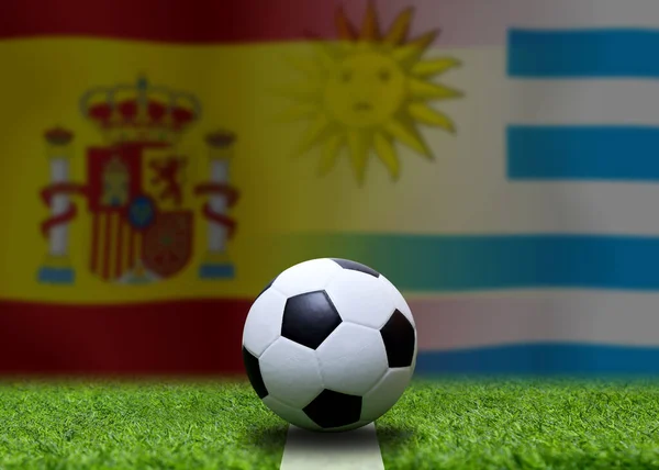 Competição Copa Futebol Entre Espanha Nacional Uruguai Nacional — Fotografia de Stock