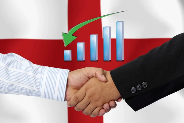 Handshake Contract Together Flag England Background — Stock Photo, Image
