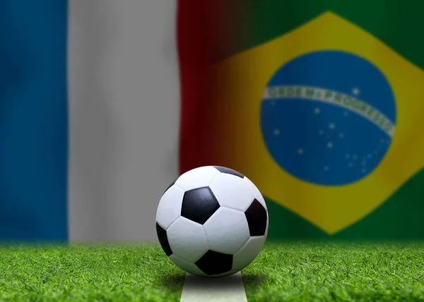 Fotboll Cup Tävling Mellan Den Nationella Frankrike Och Nationella Brasilien — Stockfoto