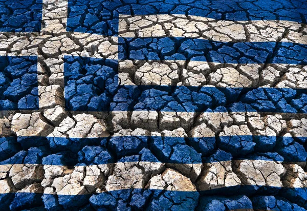 Flag Greece Cracked Earth Background — Stock Photo, Image