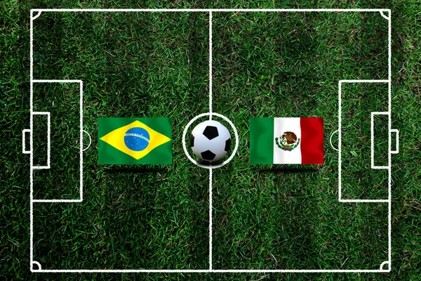Fußballpokalwettbewerb Zwischen Der Brasilianischen Und Mexikanischen Nationalmannschaft — Stockfoto