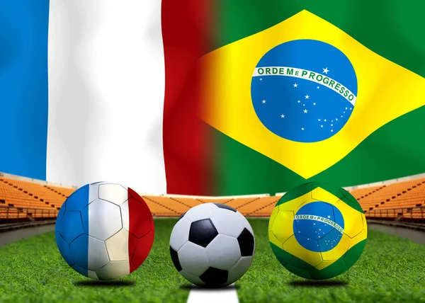 Copa Fútbol Competencia Entre Francia Nacional Brasil Nacional —  Fotos de Stock