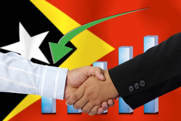 Stretta Mano Contratto Insieme Alla Bandiera Timor Est Come Sfondo — Foto Stock