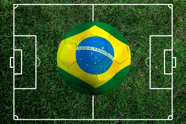 Drapeau Brésil Ballon Football Concept Sport — Photo