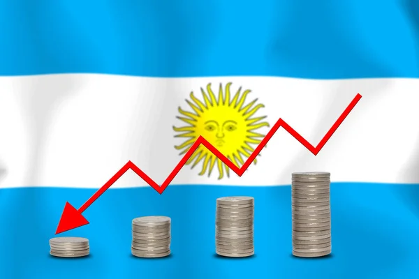 Concept Graph Declive Econômico Finanças Contabilidade Fundo Bandeira Argentina — Fotografia de Stock