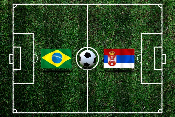 サッカーカップブラジル代表とセルビア代表の試合 — ストック写真