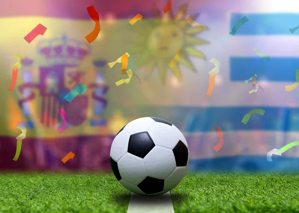 Voetbalbekerwedstrijd Tussen Nationale Spanjaarden Nationale Uruguay — Stockfoto