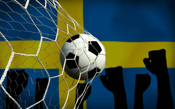 Sverige Flagga Och Fotboll Ball Concept Sport — Stockfoto